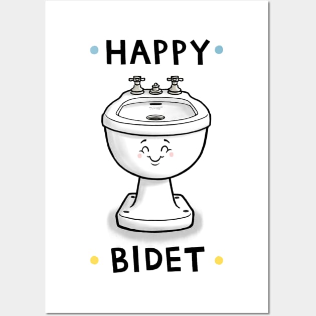 Happy Bidet Birthday Card Wall Art by CarlBatterbee